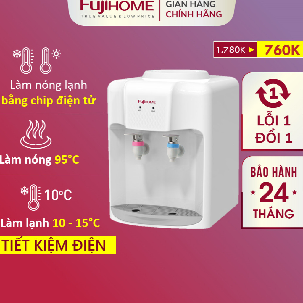 Cây nước nóng lạnh để bàn Nhập Khẩu Nhật Bản Fujihome WD5510E, máy nước nóng lạnh uống trực tiếp dispenser water