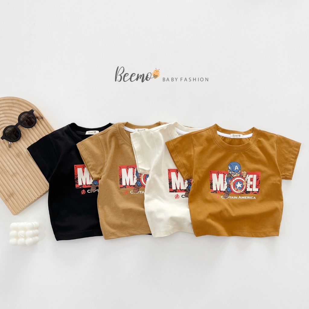 Áo thun cho bé trai BEEMO 001A áo cộc tay bé trai chất liệu cotton co giãn 4 chiều, thấm hút mồ hôi tốt, GOMEE KIDS