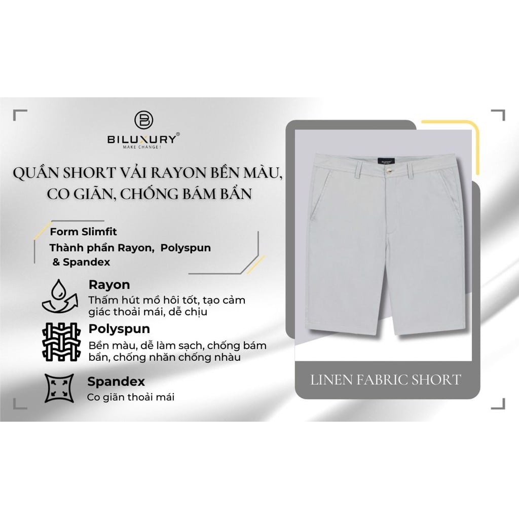 Quần Short Vải Rayon Bền Màu, Co Giãn, Chống Bám Bẩn 7QNDB002