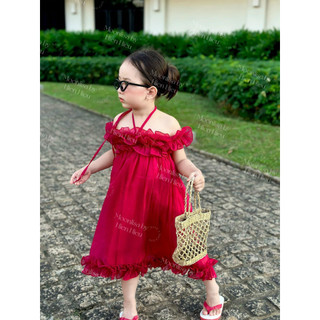 (HỎA TỐC) Váy MAXI trễ vai bèo hồng  [Design by MOONLISA]