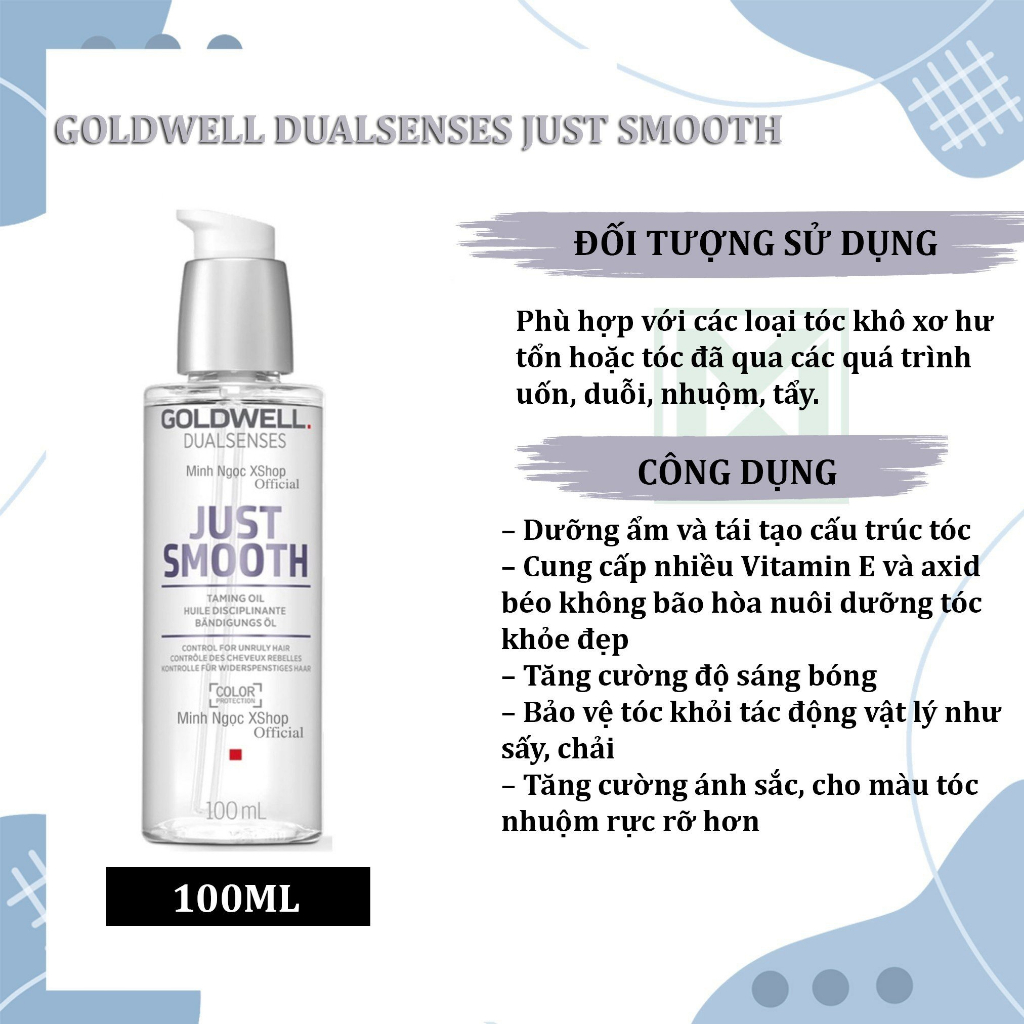 Tinh dầu dưỡng tóc suôn mượt Goldwell Dualsenses Just Smooth Taming Oil 100ML