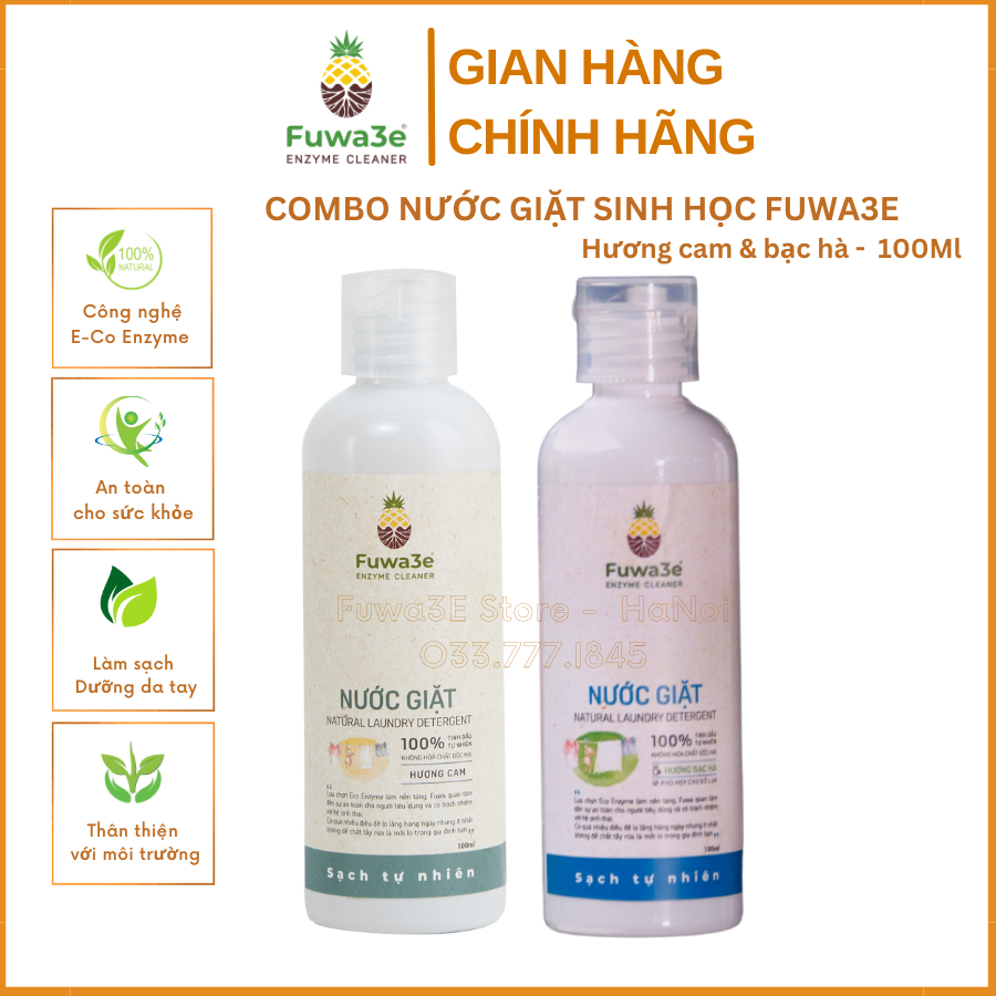 Combo 2 nước giặt sinh học hương cam & bạc hà 100ml Fuwa3E - Fuwa3E Store HaNoi