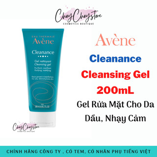 (TEM CTY) Gel rửa mặt Avene Cleanance Cleansing Gel 200mL  giúp làm sạch da, giảm bã nhờn cho Da Dầu, Nhạy Cảm