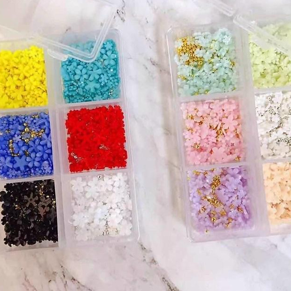 Khay hoa nhí hoa sứ mix bi 6 màu gắn móng cực xinh và bắt mắt – Hoa sứ nhí mix bi 6 màu cực đẹp - 2 loại