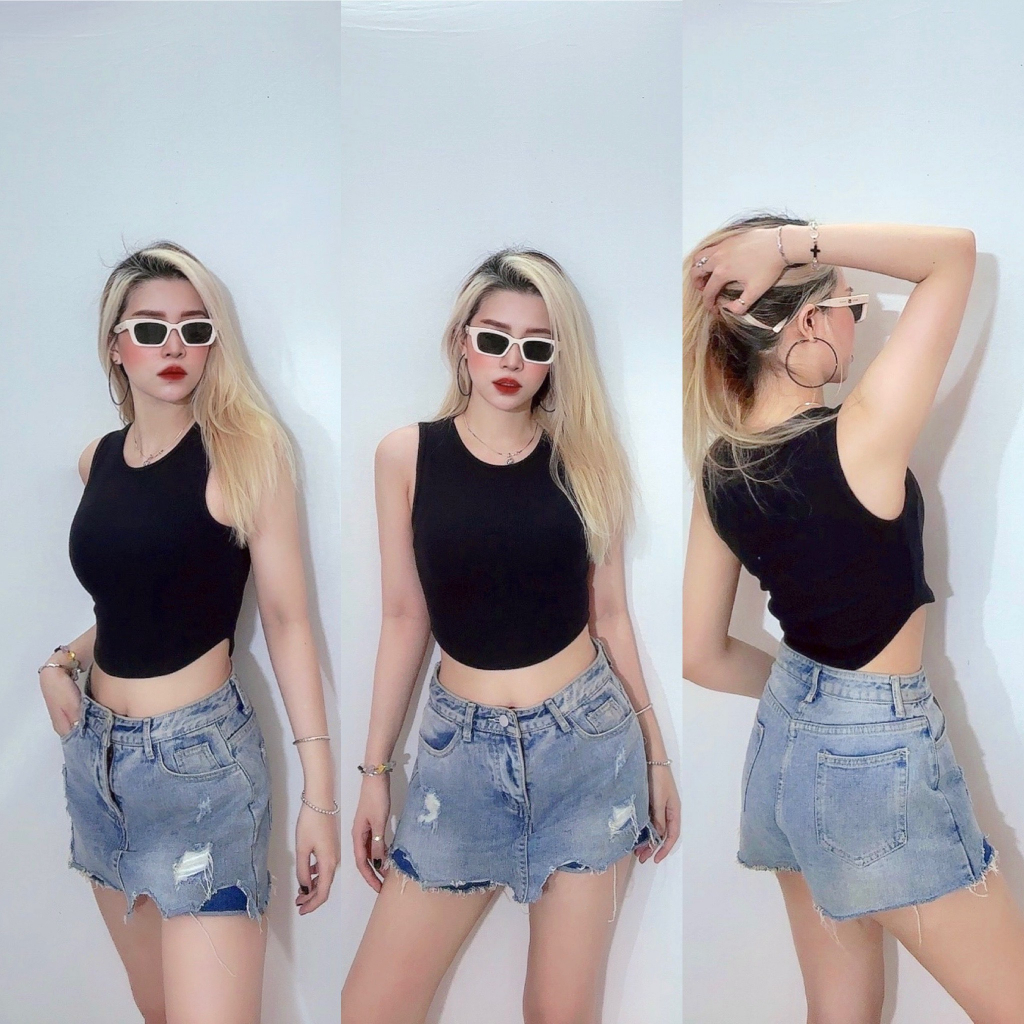 Áo sát nách nữ cổ tròn thun cotton trơn thoải mái, co dãn 4 chiều, Croptop nhiều kiểu