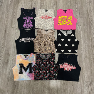 Áo thun ba lỗ, Croptop 3 lỗ ngắn in hình họa tiết đơn giản, sexy
