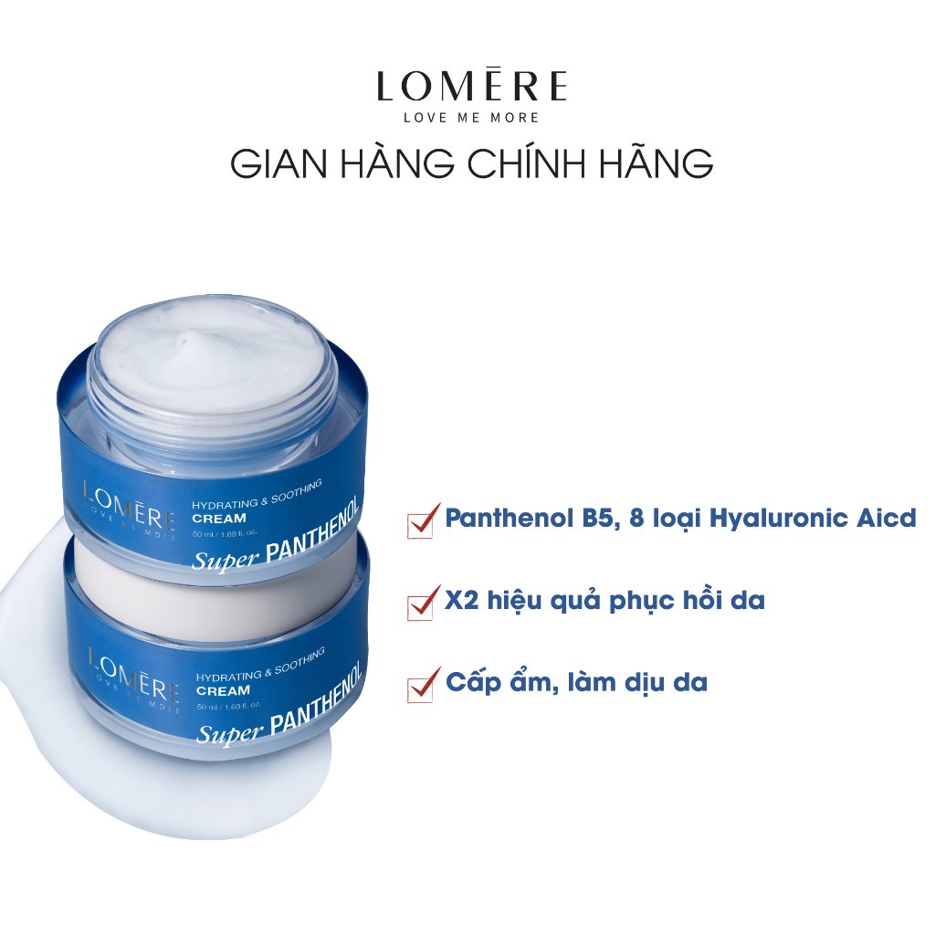 Kem dưỡng B5 cấp ẩm Lomere Super Panthenol Hydrating & Soothong Cream 50ml - Hàn Quốc Chính Hãng