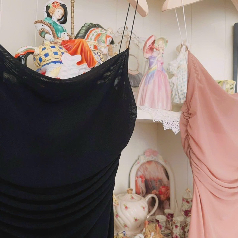 Váy body 2 dây sợi bún thun lưới - Đầm lưới 2 dây ôm body đuôi cá