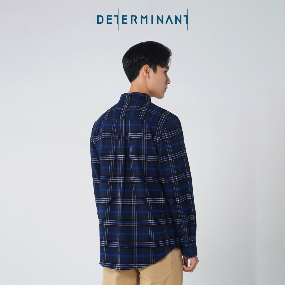 Áo sơ mi nam tay dài Oxford Flannel giữ ấm mềm mại thương hiệu Determinant - màu Xanh đậm sọc caro [CS05]