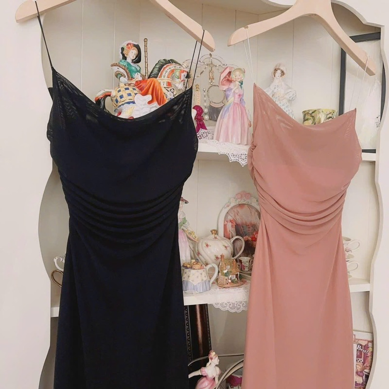 Váy body 2 dây sợi bún thun lưới - Đầm lưới 2 dây ôm body đuôi cá