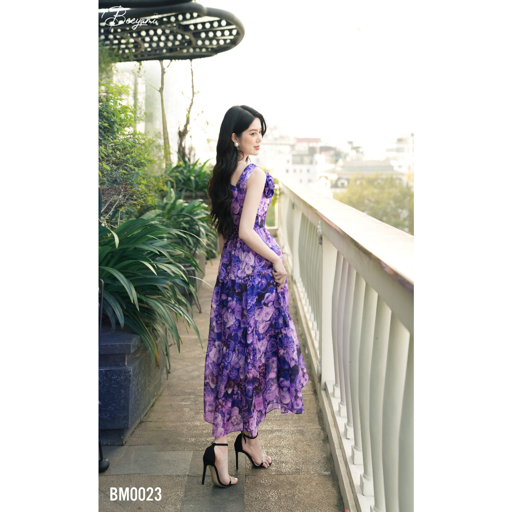 Đầm Xòe Maxi Vải Tằm Óng Ngọc Trai Venus Dress, Vải tơ tằm óng ngọc trai cao cấp, Màu sắc: Hồng đậm, tím - BM0048