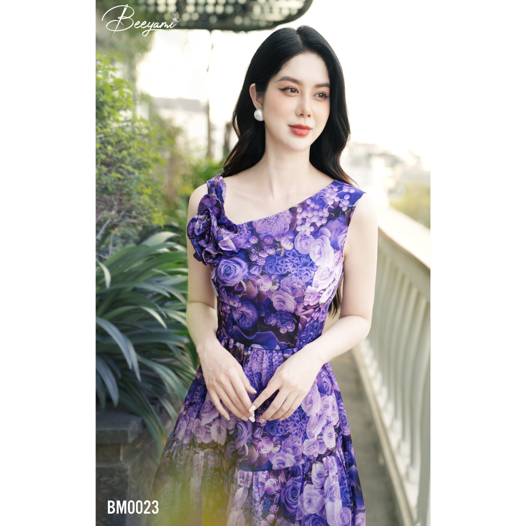 Đầm Xòe Maxi Vải Tằm Óng Ngọc Trai Venus Dress, Vải tơ tằm óng ngọc trai cao cấp, Màu sắc: Hồng đậm, tím - BM0048
