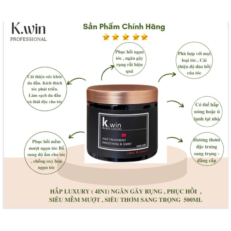 Hấp Ủ Tóc K. WIN Black LUXURY Siêu Mềm Mựợt Bóng Khoẻ(Hàng Chính Hãng)