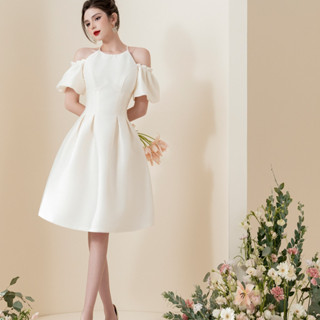 Váy cổ yếm khoét vai tay bồng TIINSTORE V0D824