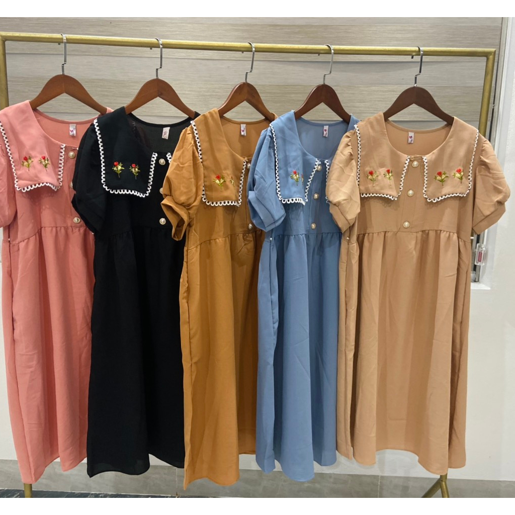 Váy bầu chất đũi siêu mát- hàng thêu - có túi tiện lợi- hàng loại 1- ảnh thật shop tự chụp-freesize 43-68kg