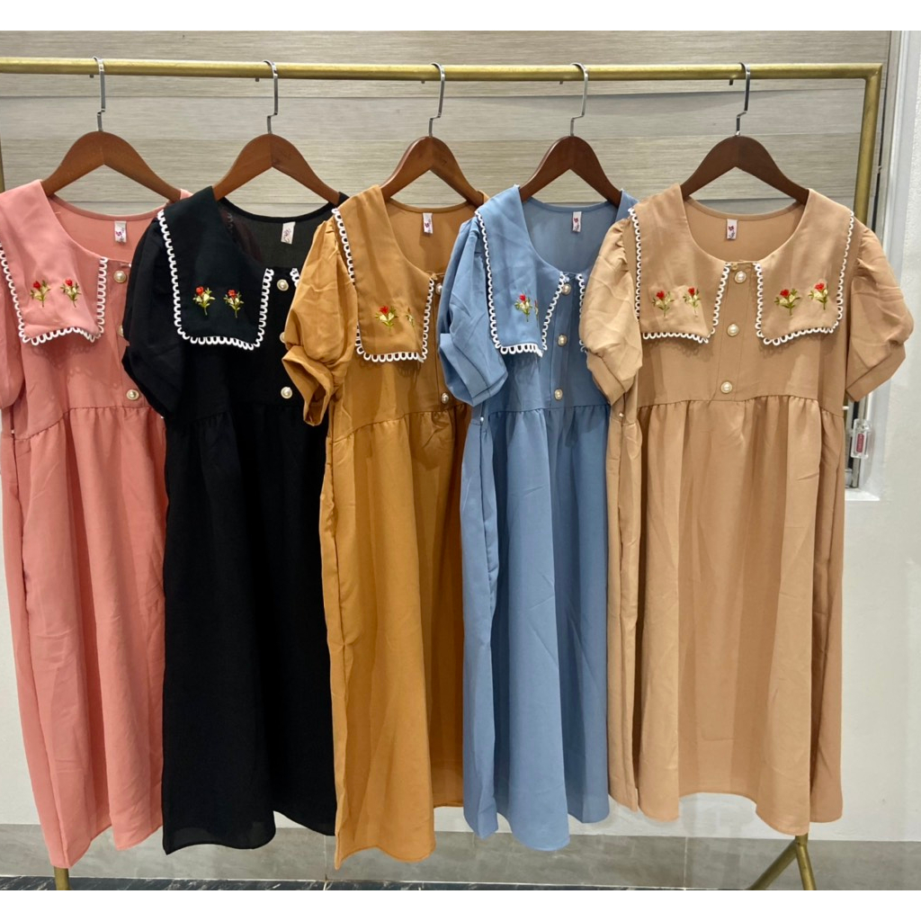 Váy bầu chất đũi siêu mát- hàng thêu - có túi tiện lợi- hàng loại 1- ảnh thật shop tự chụp-freesize 43-68kg