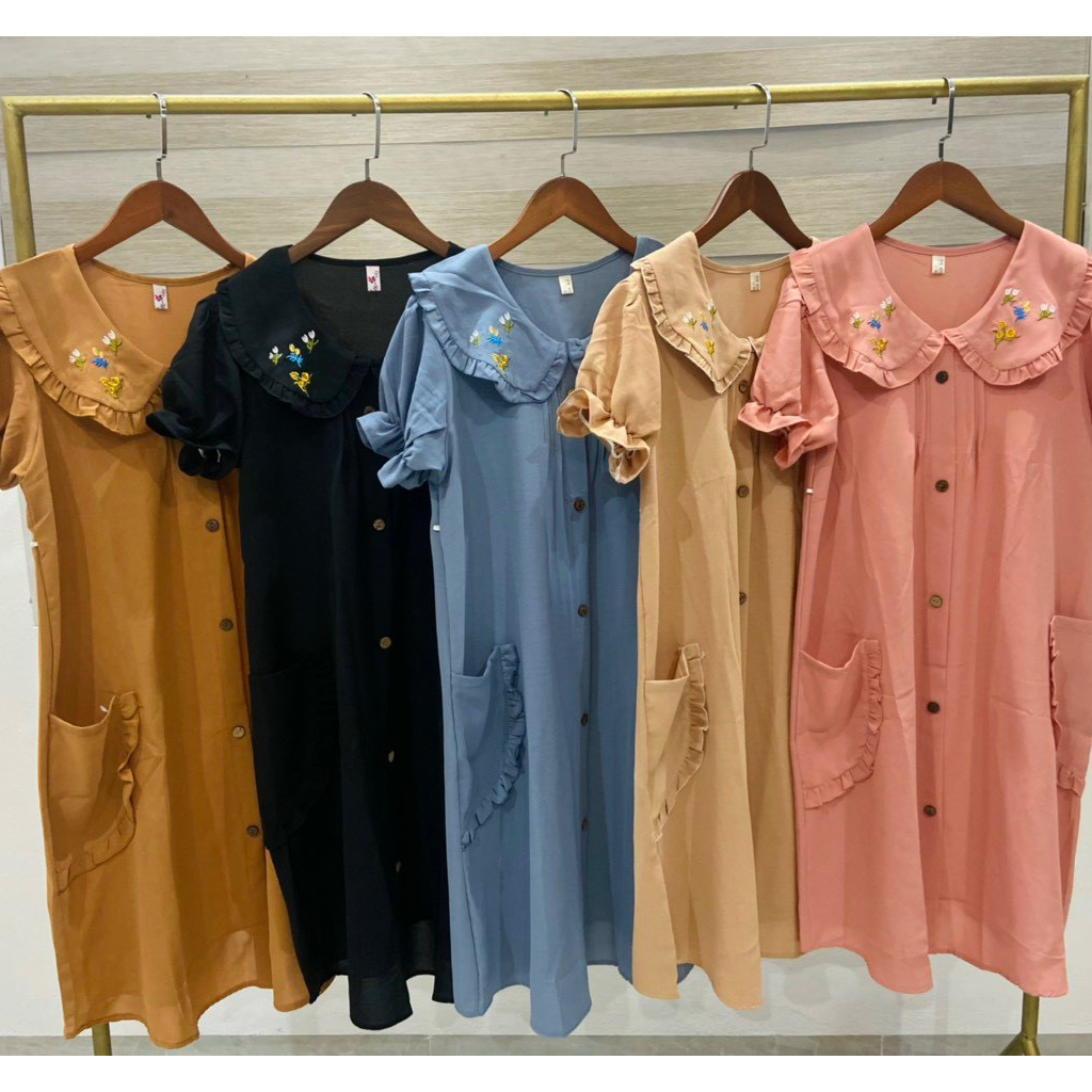 Váy bầu chất đũi siêu mát- hàng thêu - có túi tiện lợi- hàng loại 1- ảnh thật shop tự chụp-freesize 43-68kg