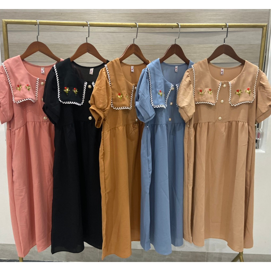 Váy bầu chất đũi siêu mát- hàng thêu - có túi tiện lợi- hàng loại 1- ảnh thật shop tự chụp-freesize 43-68kg