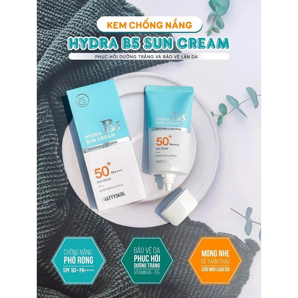 Kem chống nắng B5 Pretty Skin 70ml Hàn Quốc SPF 50+, PA ++++ giúp dưỡng ẩm phục hồi dưỡng trắng da mặt