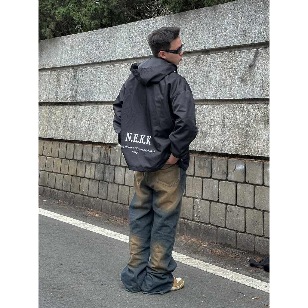 Áo khoác dù 2 lớp N.E.K.K có túi trong nón basic form rộng unisex nam nữ - N.E.K.K