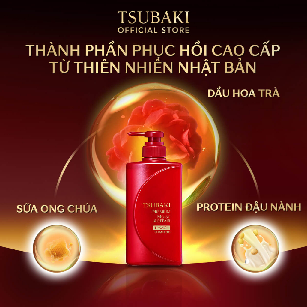 Dầu Gội Tsubaki Premium Moist Dưỡng tóc SUÔN MƯỢT óng ả 490ml - Dầu gội Tsubaki Đỏ - CHÍNH HÃNG, DATE MỚI