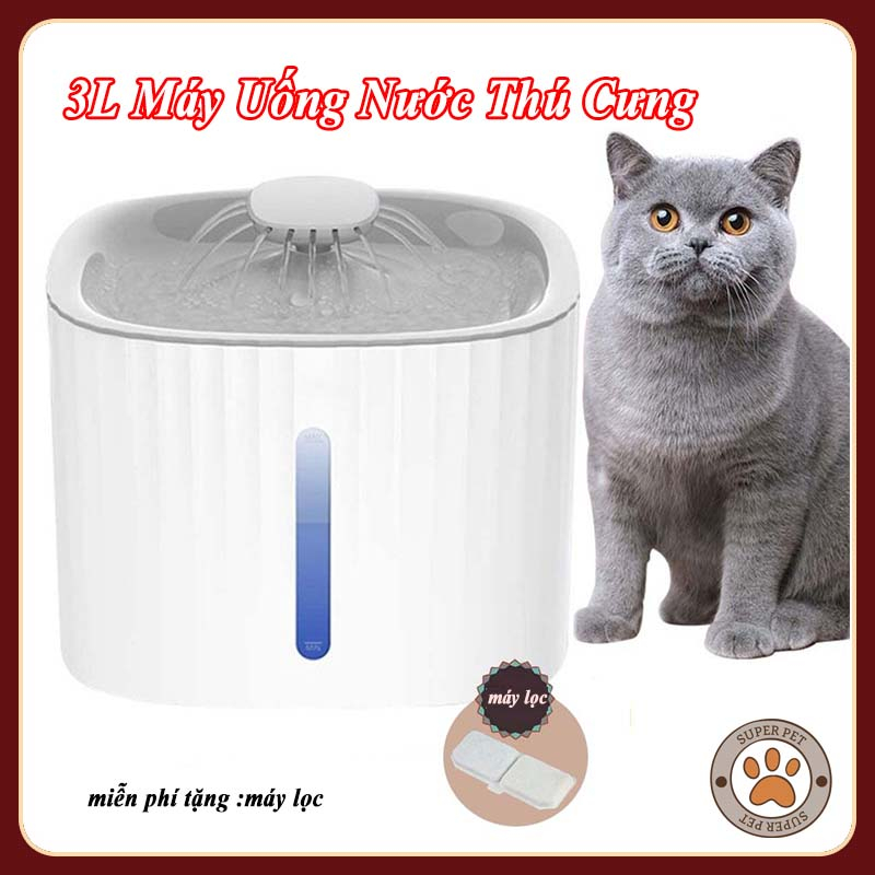 Máy Uống Nước Tự Động Cho Chó Mèo LED 3L Dung Lượng Lớn Máy Uống Nước Thú Cưng