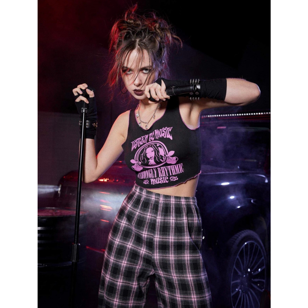 Áo thun ba lỗ, Croptop 3 lỗ ngắn in hình họa tiết đơn giản, sexy