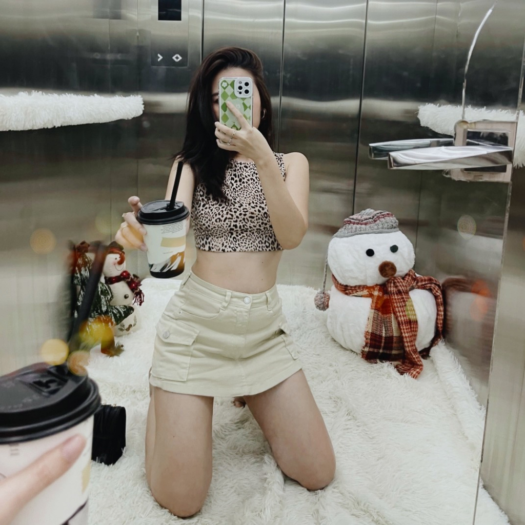 Áo thun ba lỗ, Croptop 3 lỗ ngắn in hình họa tiết đơn giản, sexy
