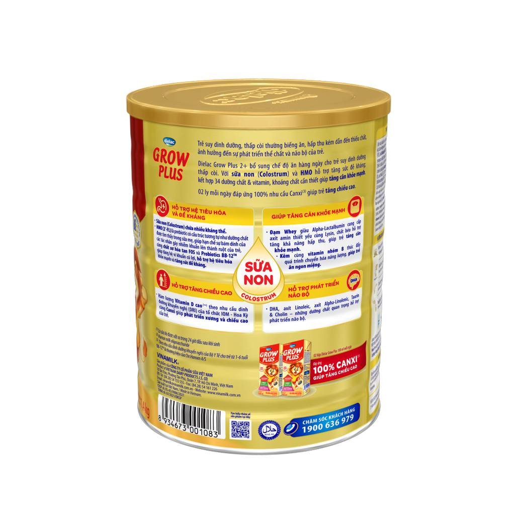 Sữa bột Dielac Grow Plus 2+ - Hộp thiếc 1400g