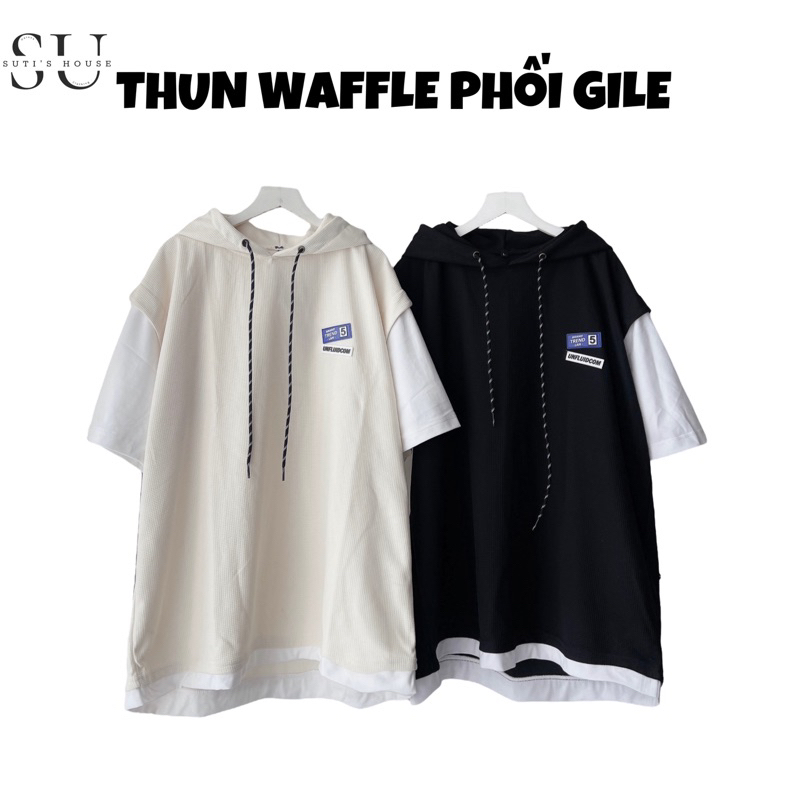 Áo Thun Gile Phối Nón TAG TREND 5 Dây Rút Sọc Form Rộng Unisex Nam Nữ - Sutis House