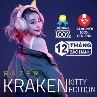 Tai nghe mèo chụp tai Razer Kraken Kitty Chroma Quartz màu hồng nữ tính - Hàng chính hãng