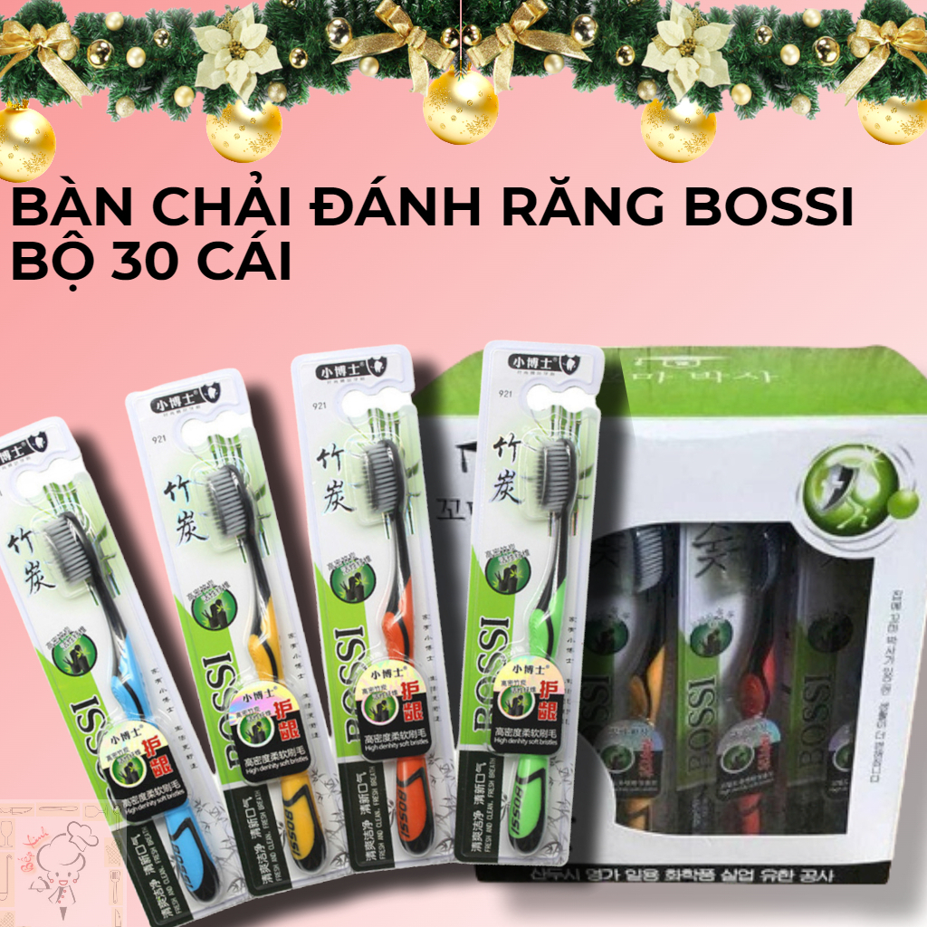 Combo Nguyên Hộp 30 Bàn Chải Bossi 921 Than Hoạt Tính