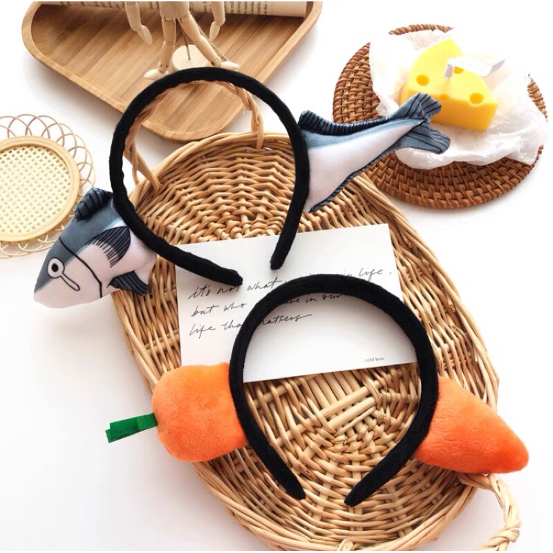 Băng Đô Cài Tóc Con Cá Cà Rốt Vui Nhộn Băng Đô Cài Tóc Rửa Mặt Makeup Dễ Thương