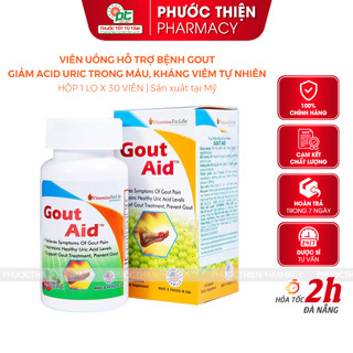 Viên uống hỗ trợ bệnh gút GOUT AID - Giảm Acid Uric, Ngăn Ngừa Hình Thành Các Tinh Thể Gây Đau lọ 30 viên