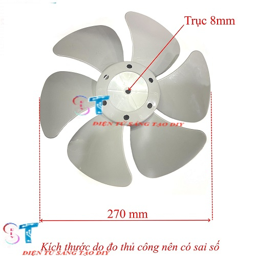 CÁNH QUẠT 6 LÁ 270MM CHO QUẠT HỘP, QUẠT TẢN B3 KIỂU TRÒN 300MM