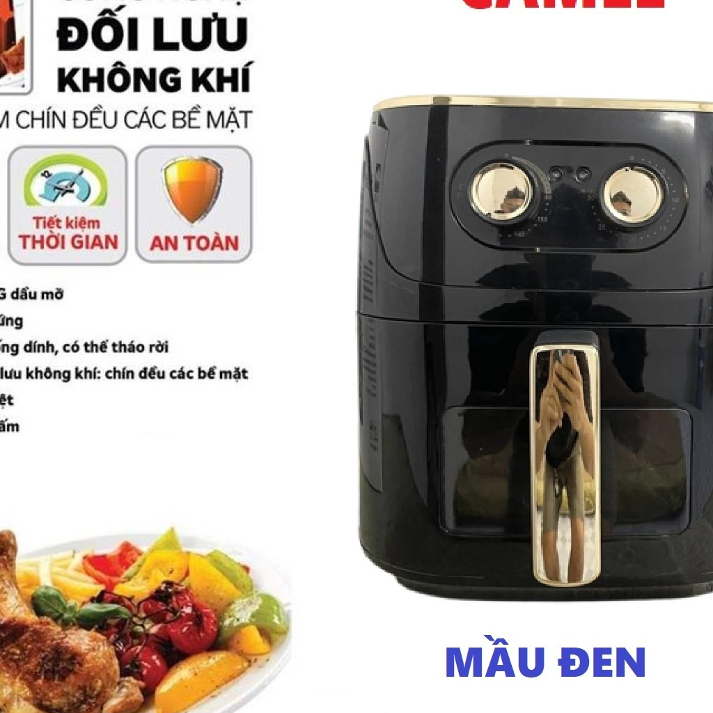Nồi Chiên Không Dầu Camel 12l Chiên Cả Con Gà Công Suất 1500w Bảo Hành 6 Tháng