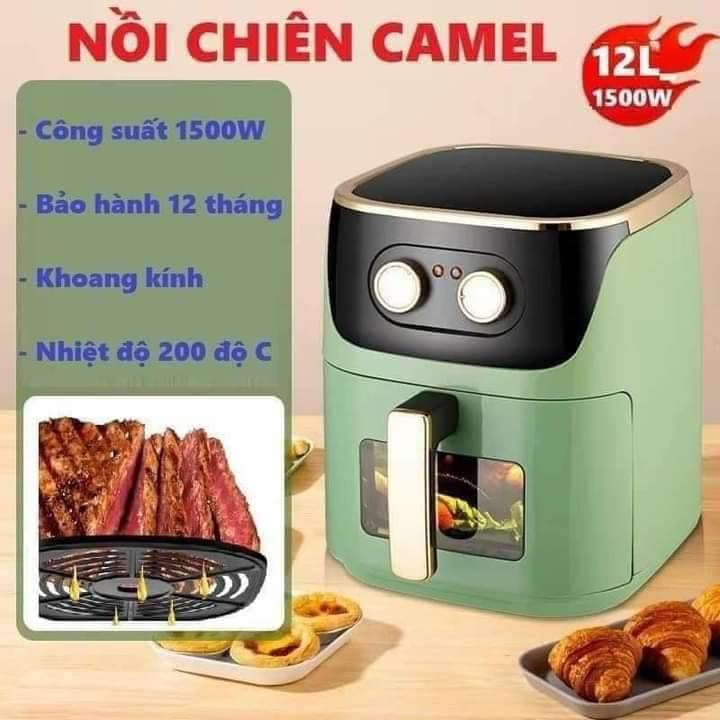 Nồi Chiên Không Dầu Camel 12l Chiên Cả Con Gà Công Suất 1500w Bảo Hành 6 Tháng