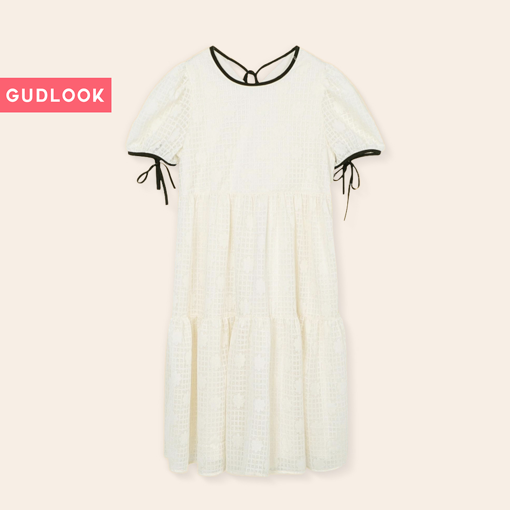 Váy Babydoll Dáng Dài GUDLOOK Form Rộng Thoáng Mát Ren Hoa In Nổi