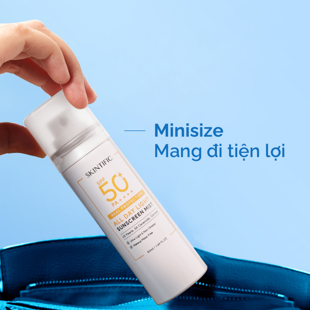 Bộ đôi Xịt chống nắng SKINTIFIC SPF50 PA++++ chống tia cực tím cho mặt và cơ thể giúp bảo vệ da suốt cả ngày 50ml