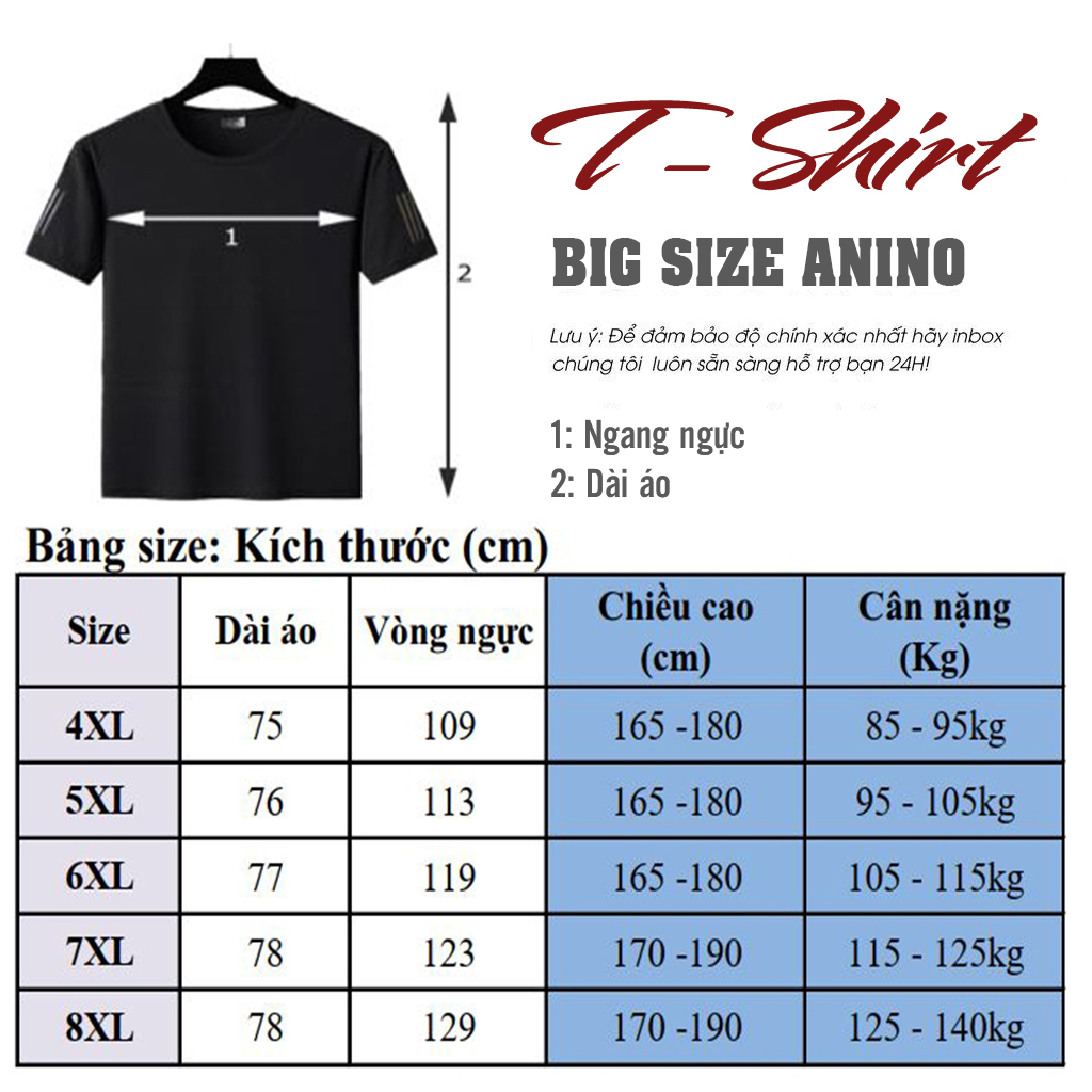 Áo thun nam big size vải thun lạnh siêu thoáng mát, thấm hút tốt cho người béo, mập