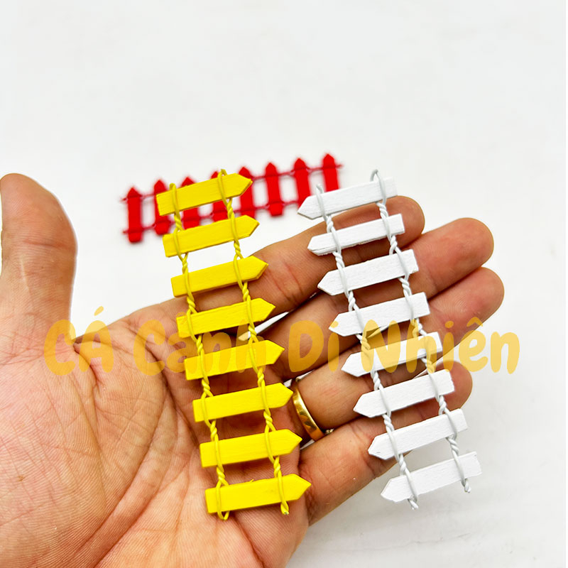 Mô hình hàng rào NHỎ 9x3cm bằng gỗ nhiều màu sắc trang trí hồ cá Terrarium sen đá