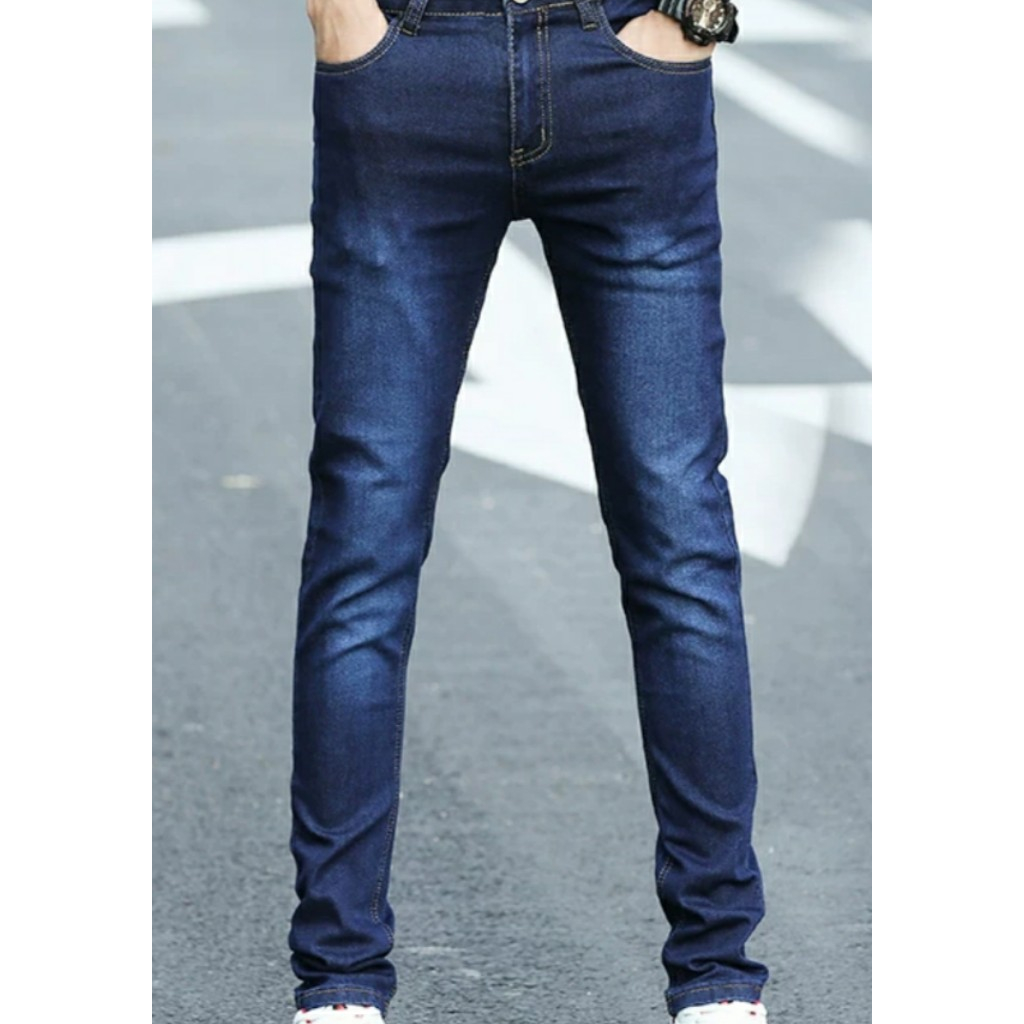 Quần Jean Nam Chất Bò Trơn Dáng Skinny Co Giãn Cao Cấp Sang Trọng Xuất Khẩu