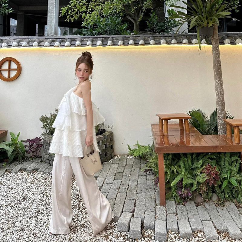 Set áo yếm xếp tầng mix quần suông - TKCC BAGEO