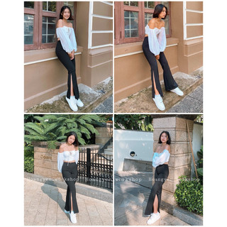 Abela Culottes quần ống loe xẻ tà