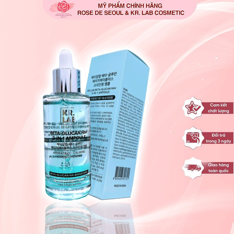 Kem nước dưỡng trắng serum beta glucan HA + - Bakuchiol Kr.Lab lọ 50ml