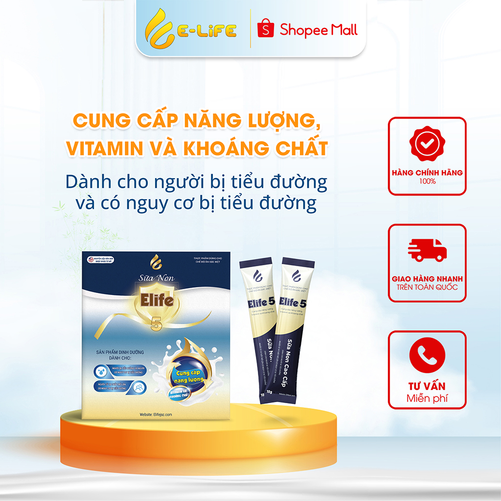 Sữa non [ELIFE 5 ] - Cho người bị đường huyết - Tiểu đường - Đái tháo đường (40 gói)