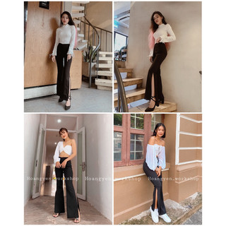 Abela Culottes quần ống loe xẻ tà