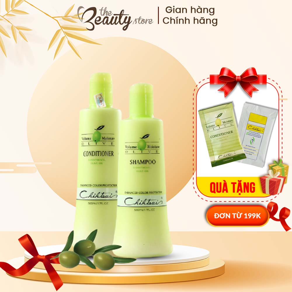 Dầu Gội Xả Dưỡng Mềm Tóc Chihtsai Cấp Ẩm Cho Tóc, Chiết Xuất Từ Tinh Dầu Olive Volume Moisture Olive 500ml-1000ml FO_01L