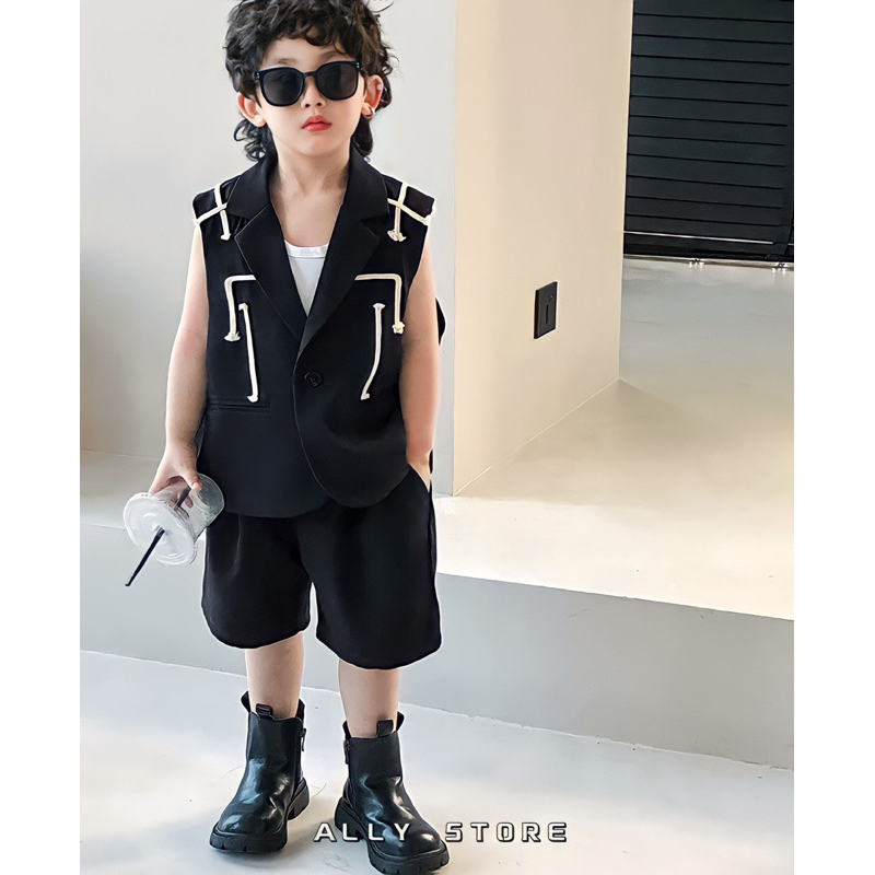 Bộ vest đen ba lỗ K470 Ally store