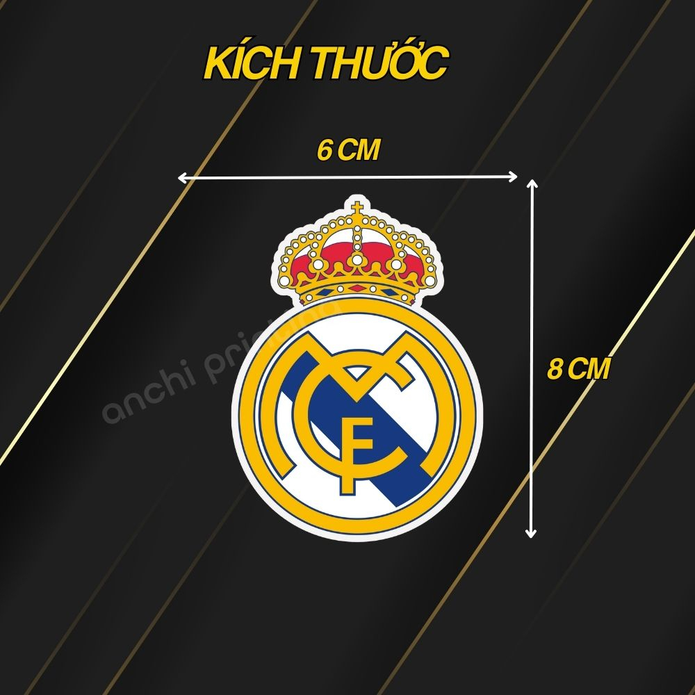 AZSTICKER - Combo 9 sticker logo decal CLB bóng đá REAL MADREDchất liệu chống nước 5 lớp cao cấp